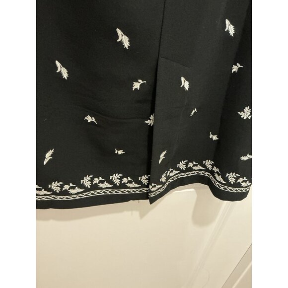 Coldwater Creek Maxi Skirt Size Petite Large Black White Embroidery Back Slit - Picture 9 of 10